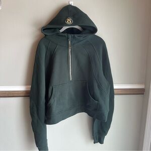 Lululemon Scuba Oversized 1/2 Zip Hoodie Cropped Legacy Green/Gold LW3DM4S